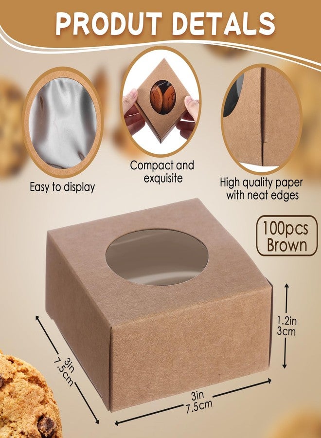 تاوباري علب صابون تاو باري 100 قطعة لصنع الصابون منزلياً، علب تغليف هدايا ورقية صغيرة 3 × 3 × 1.2 بوصة مع نافذة، أغلفة هدايا لصنع الصابون وتوزيعات الحفلات (دائرية، كرافت) - Image 2